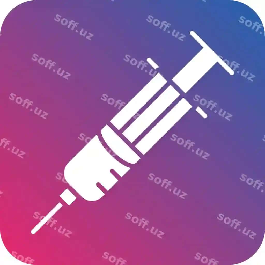 Ko'k binafsha logotip shprits o'rtasida | Blue purple logo with syringe middle