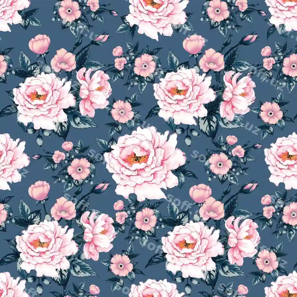 Seamless pattern pink pastel rang paeonia | Seamless pattern pink pastel color paeonia 2