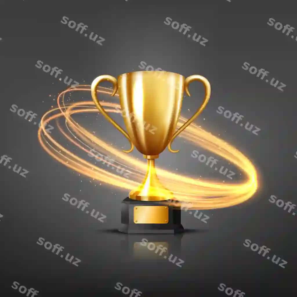 Realistik oltin mukoppon himoya qiluvchi oltin yorqinlik oqimi illustratsiyasi | Realistic golden trophy with protecting gold light stream illustration
