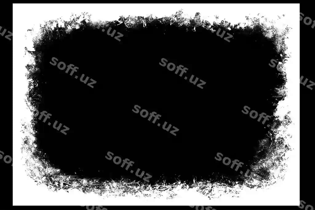 Qora boya bosimi freymi, qattiq chetlar bilan | Black paint stroke frame with rough edges 2