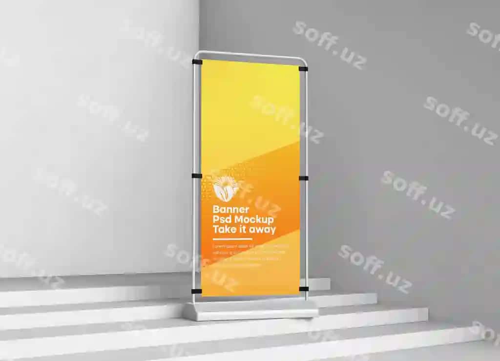 Tik reklama aylanma banner namunasi | Standing advertising roll up banner mockup