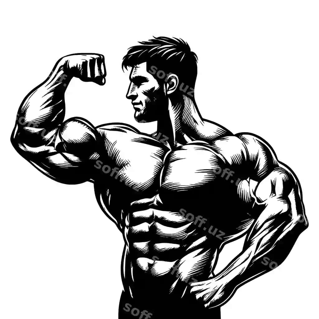 Jimdagi jism hordiqchisi qo'l bilan chizilgan ruchka qalami vektor illustratsiyasi | Gym bodybuilder hand drawn engraving pen ink vector illustration
