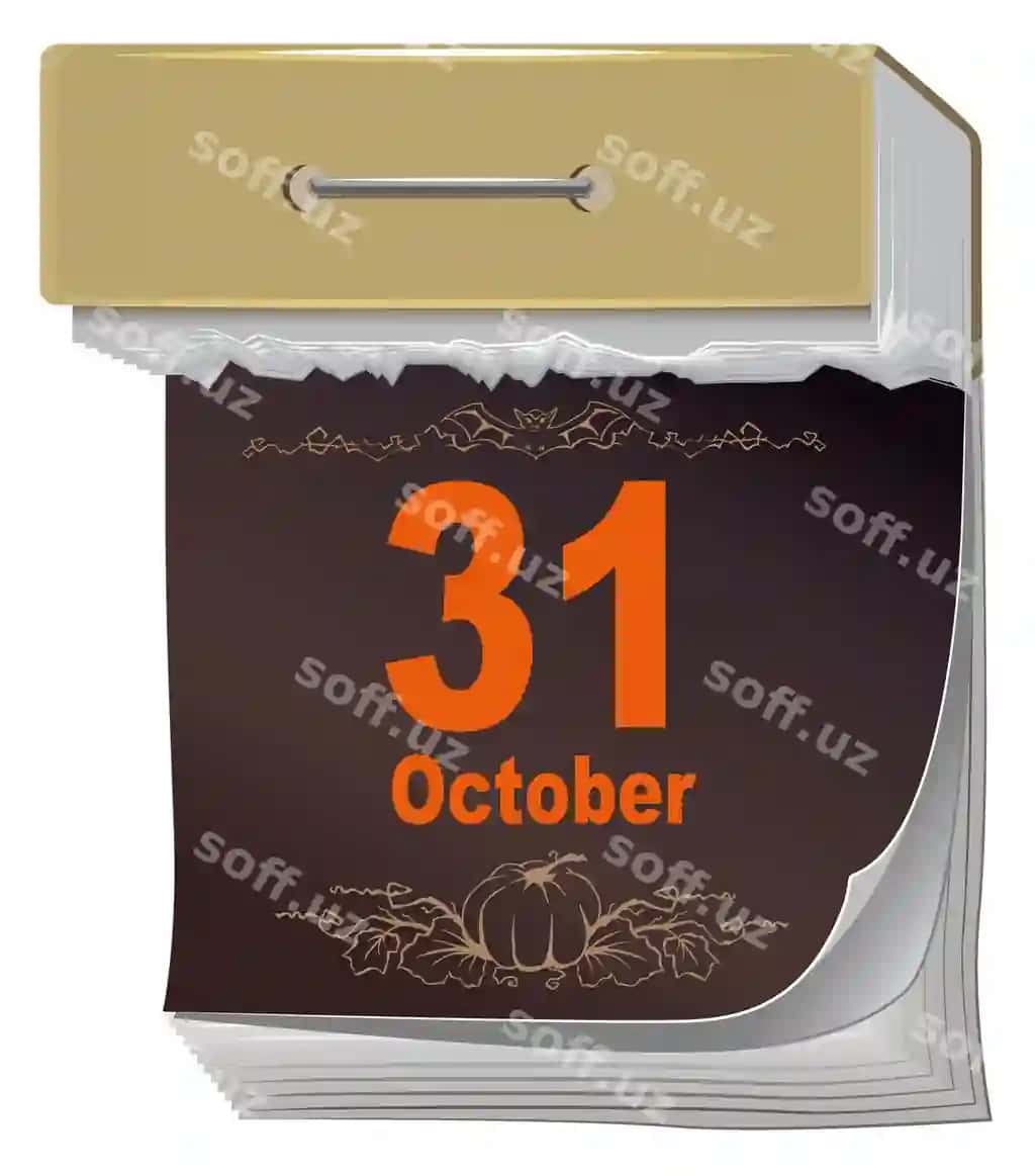 31 Oktabr Halloween qora varaqli chiquvchi taqvim | October 31 halloween black sheet tear off calendar