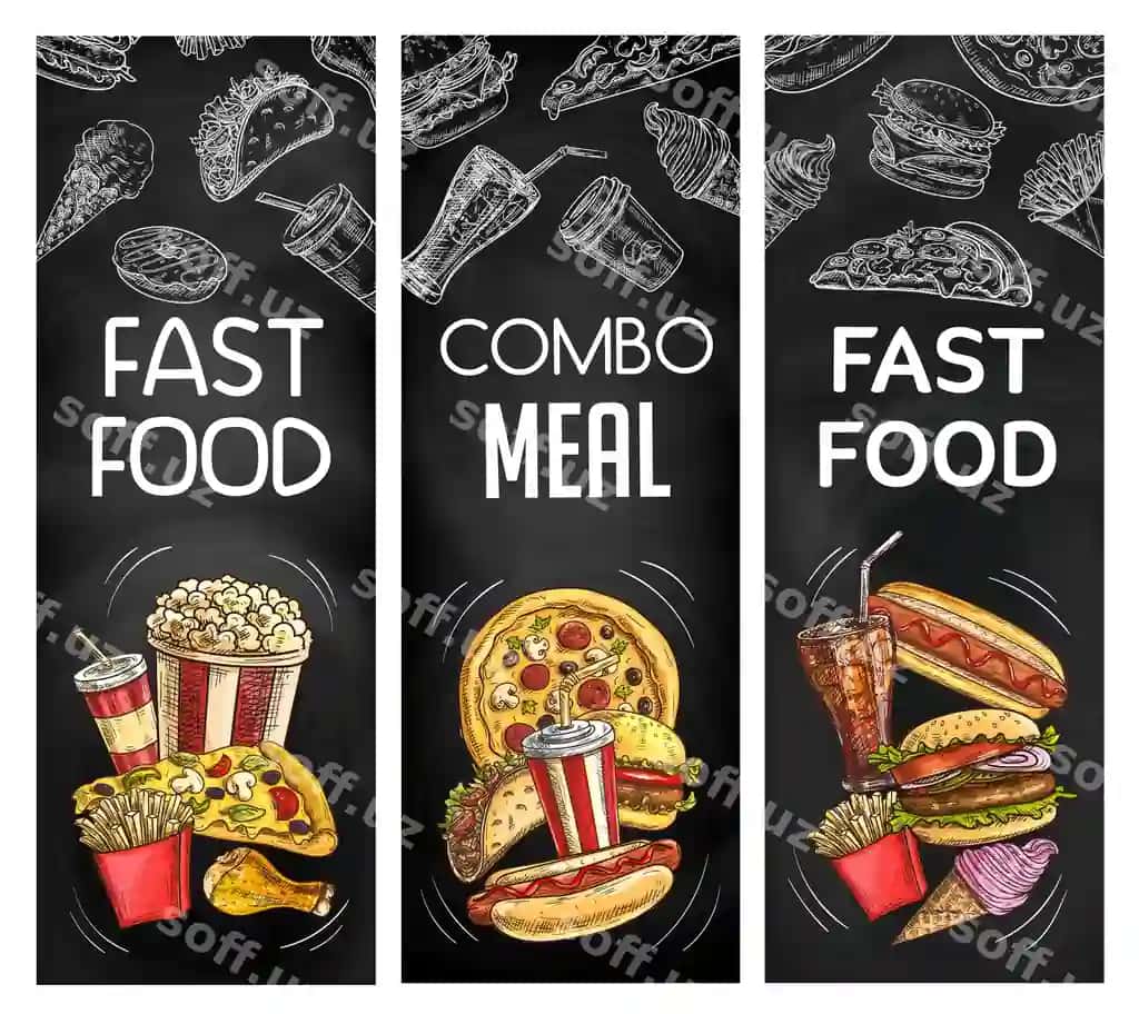Fasst food chalkboard black banners | Fasst food chalkboard black banners 2