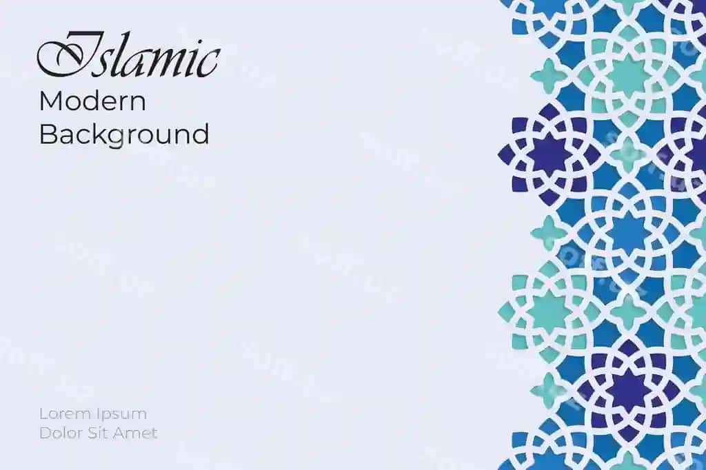 Zamonaviy orqa fond dizayni chiroyli ko'k islamiy naqsh bilan | Modern background design with elegant blue islamic pattern