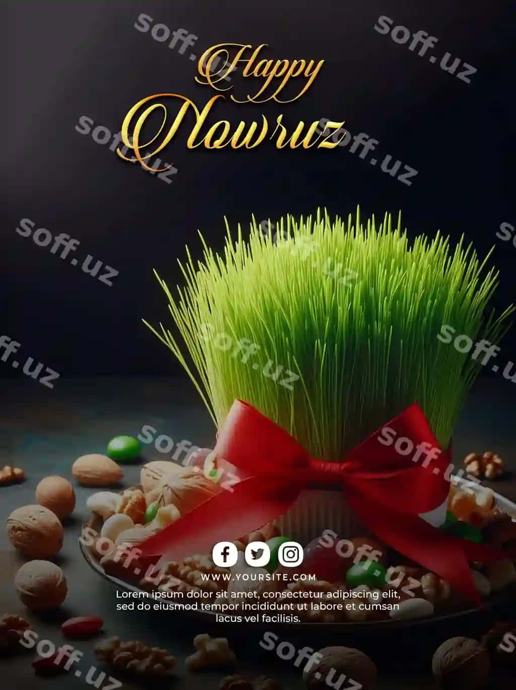 Psd Baxtli Navro'z kuni Eron yangi yili banner shablon | Psd happy nowruz day iranian new year banner template