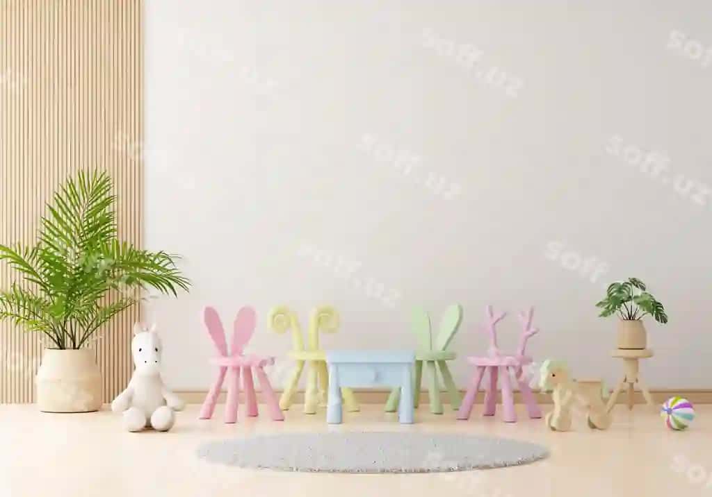 Oq bola otish joyi bo'sh joy bilan | White child living room with free space