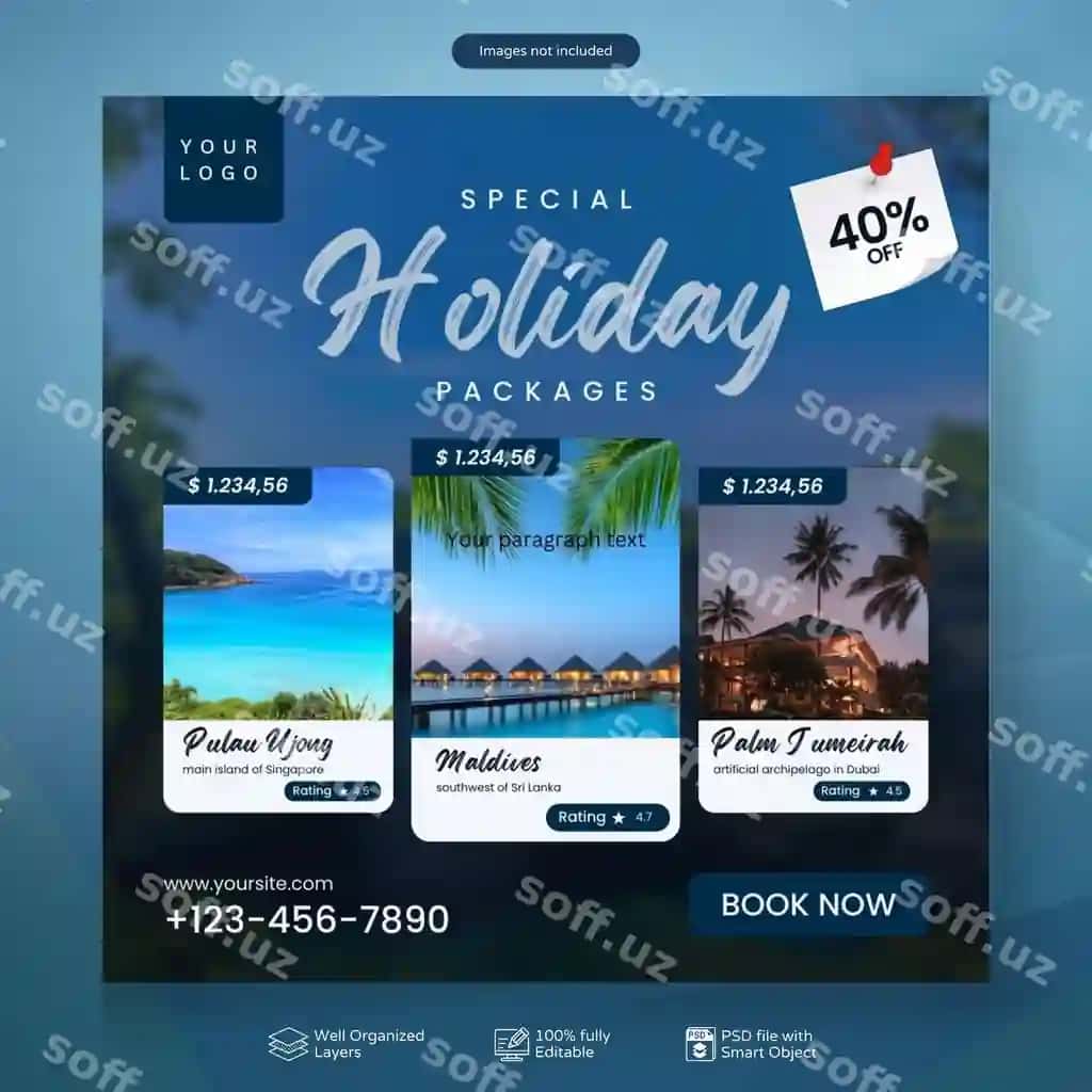 Psd sayohat turizm Instagram post ijtimoiy media post shablon | Psd travel tourism instagram post social media post template