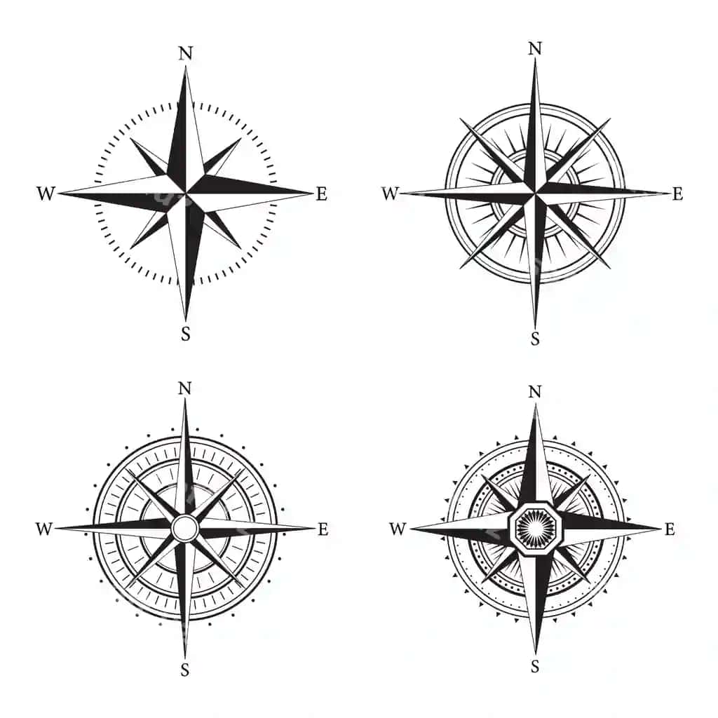 Kolleksiya monokrom kompas logotipi | Collection monochrome compass logo