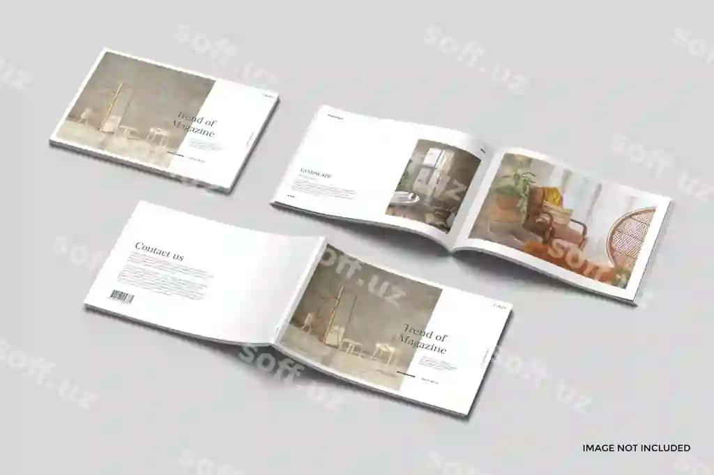 A4 gorizontal jurnallar namunasi | A4 landscape magazines mockup 2