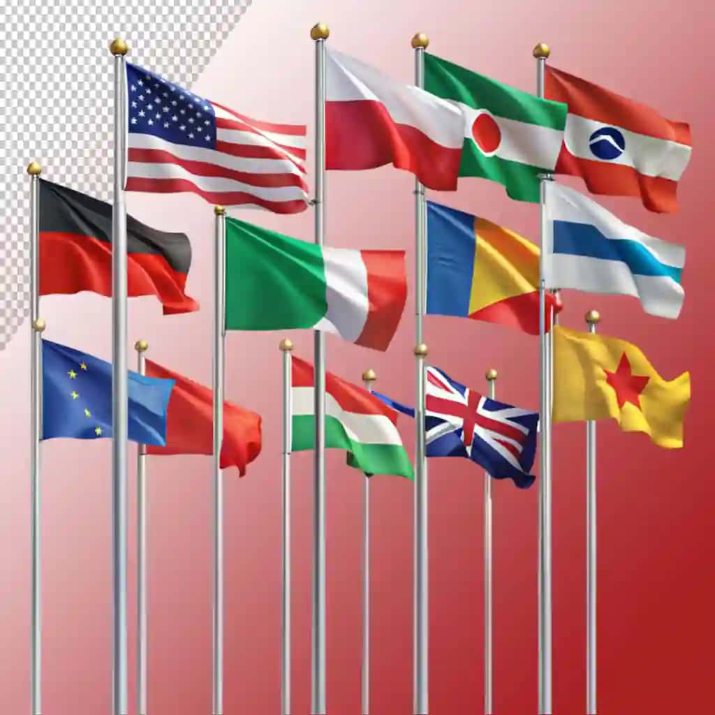 Shaffof fonda turli mamlakatlar bayroqlari | Flags different countries transparent background