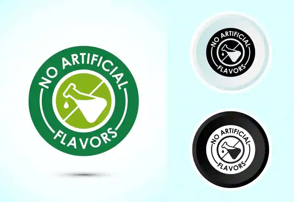 Sun'iy lazzat belgisi yo'q | No artificial flavor icon design illustration artificial flavor