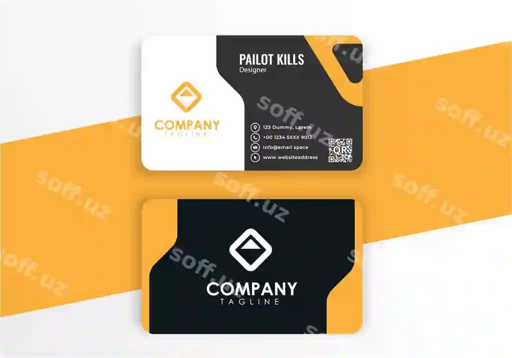 Biznes karta, oddiy, toza, zamonaviy dizaynga ega tashkilot kartasi, mehmondo'stlik kartasi | Business set simple clean modern business card name card visiting 2