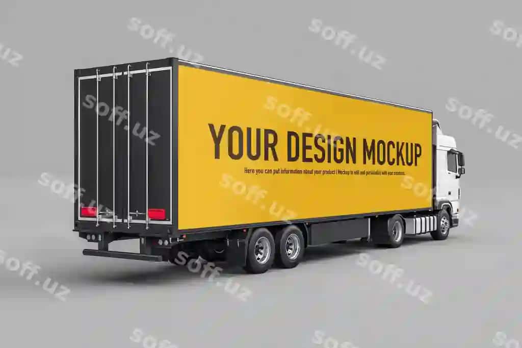 Sariq yetkazib berish yuk avtomobili namuna oq orqa fonda generativ AI | Yellow delivery truck mockup white background generative ai