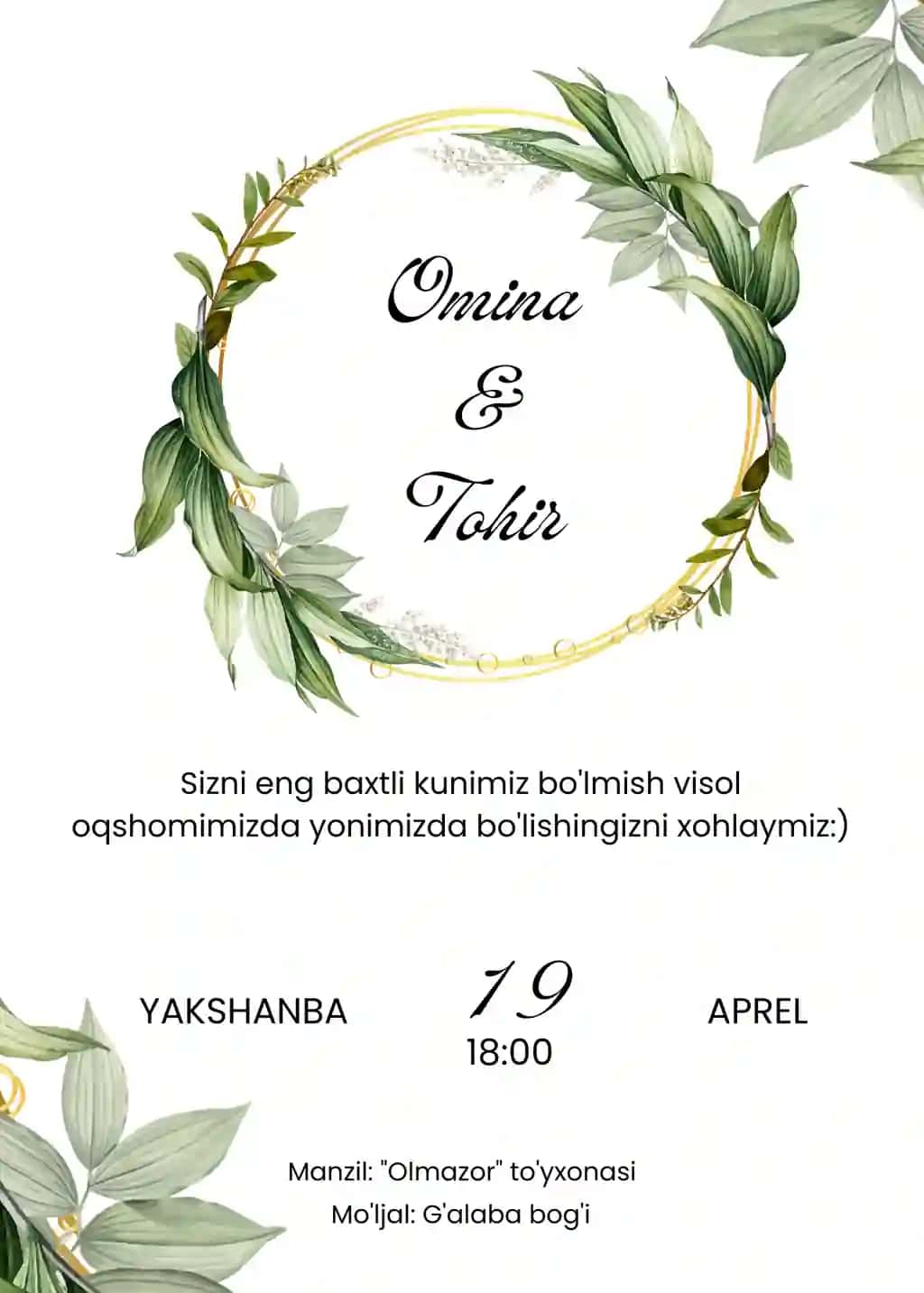 Wedding Invitation Template (Canva Editable)