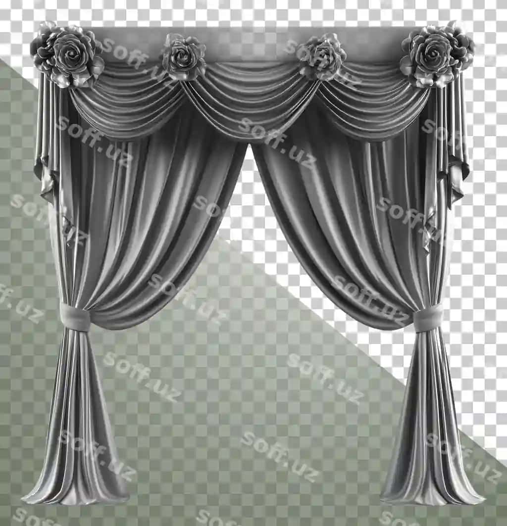 Png chiroyli kulrang gulli aksentlar dog'li drapel | Png elegant gray drapery with floral accents folds