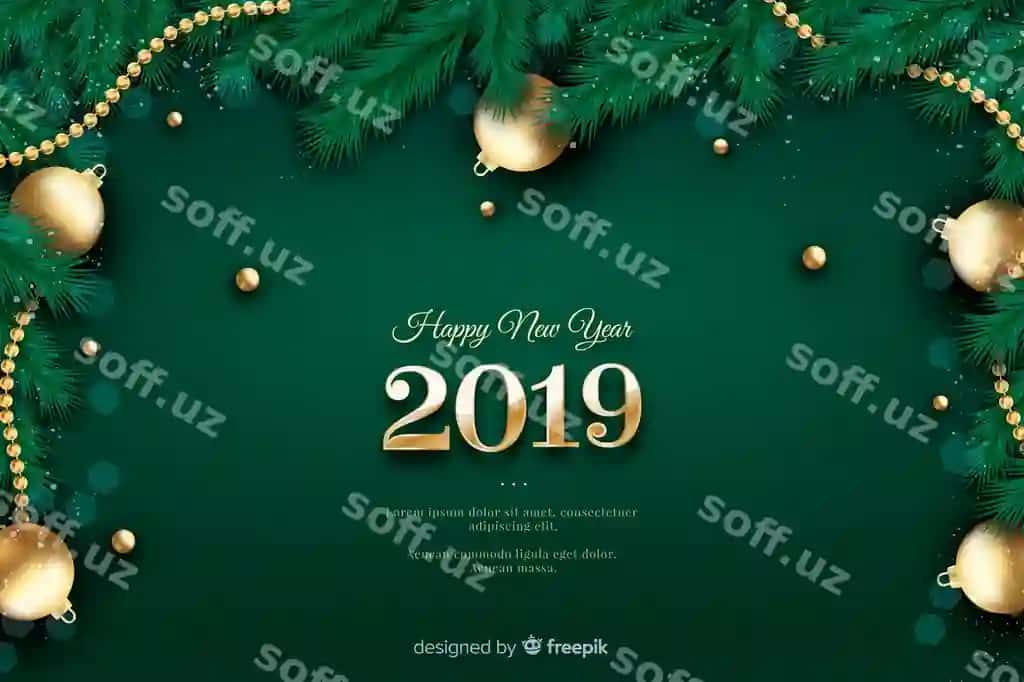 Haqiqiy Yangi yil 2019 fon | Realistic new year 2019 background 2