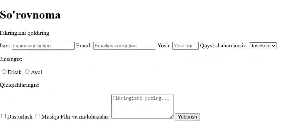 Built a survey form 2