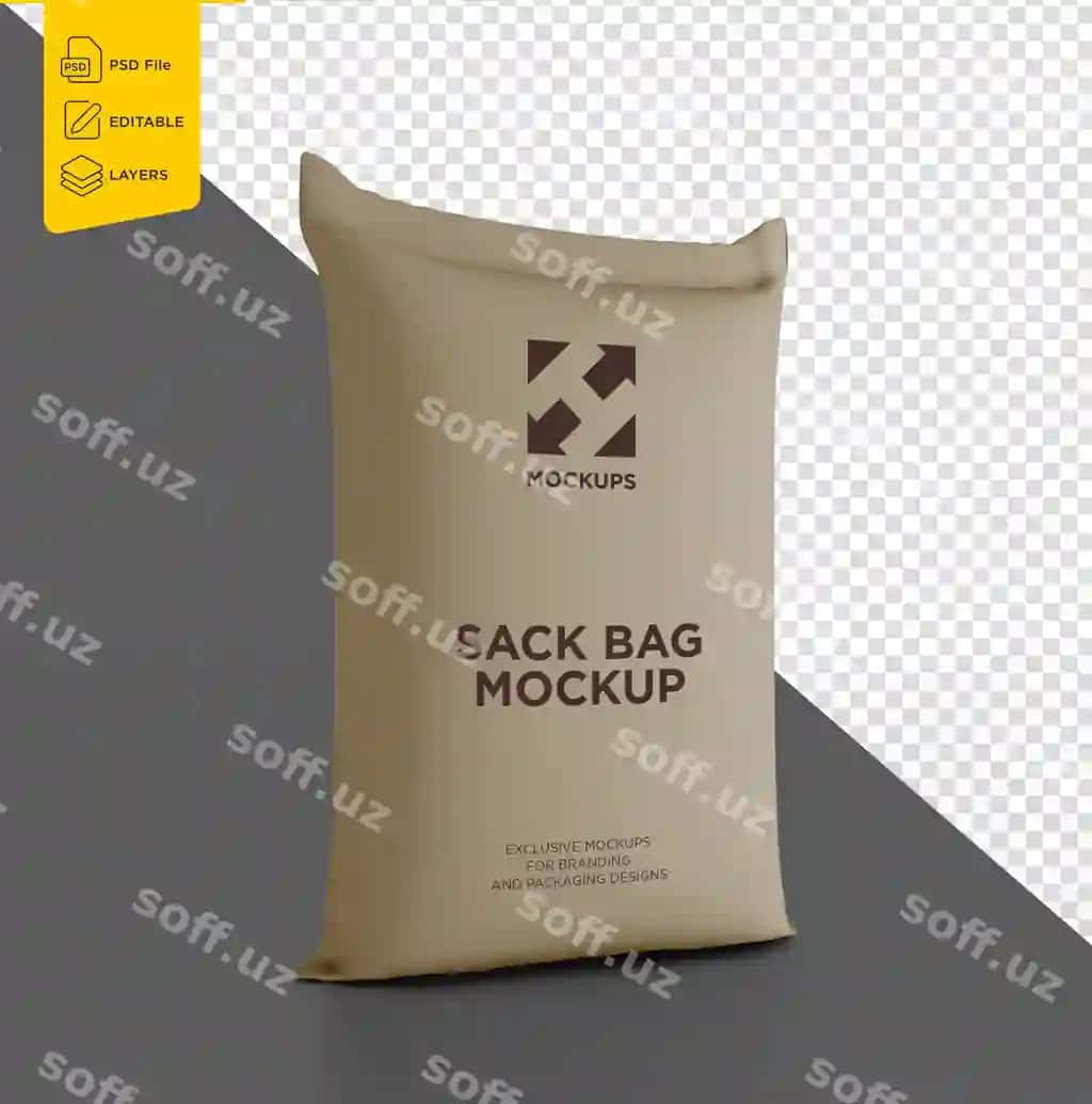 Po'la namuna brend qadoqlash dizaynlari | Sack bag mockup branding packaging designs