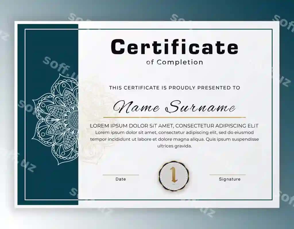 Psd mukofoti uchun minnatdorchilik xati a4 | Psd award appreciation letter a4