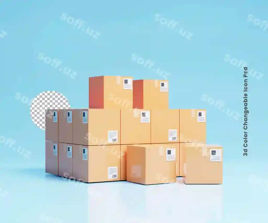 Uch o'lchovli yuk paket yetkazib berish qutisi Uch o'lchovli karton paket qutisi ikonka yetkazib berish | 3d cargo parcel delivery box 3d cardboard parcel box icon delivery