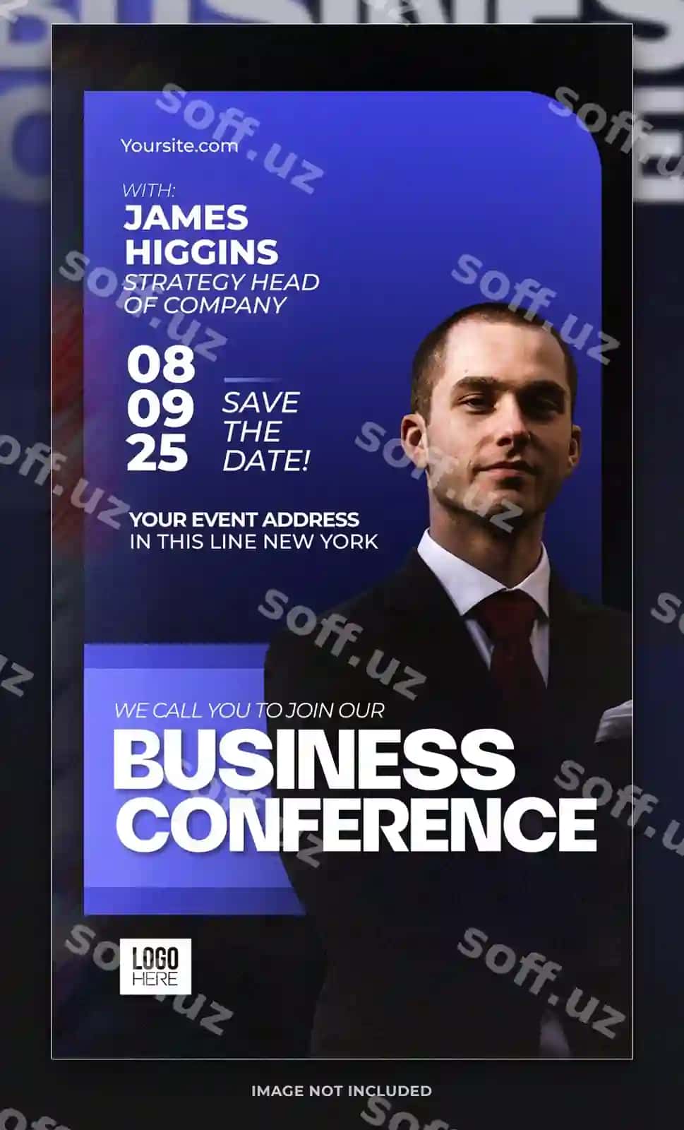 Biznes konferensiyasi tadbiri konsepsiyasi posteri shabloni | Business conference event concept poster template