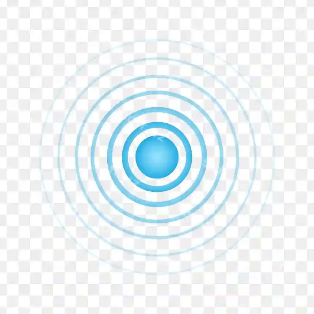 Ko'k nuqta markaziy chiziqlar bilan radar signallari ovoz sonar dalallari | Blue point with concentric circles radar signal sound sonar wave 2