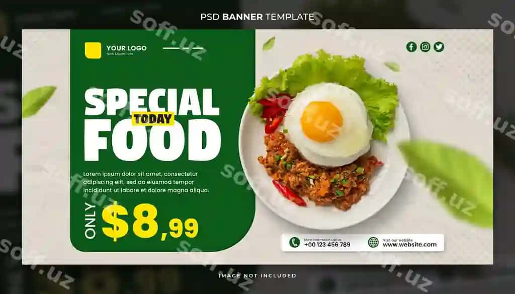Maxsus ovqat menyu banner shablon | Special food menu banner template 2