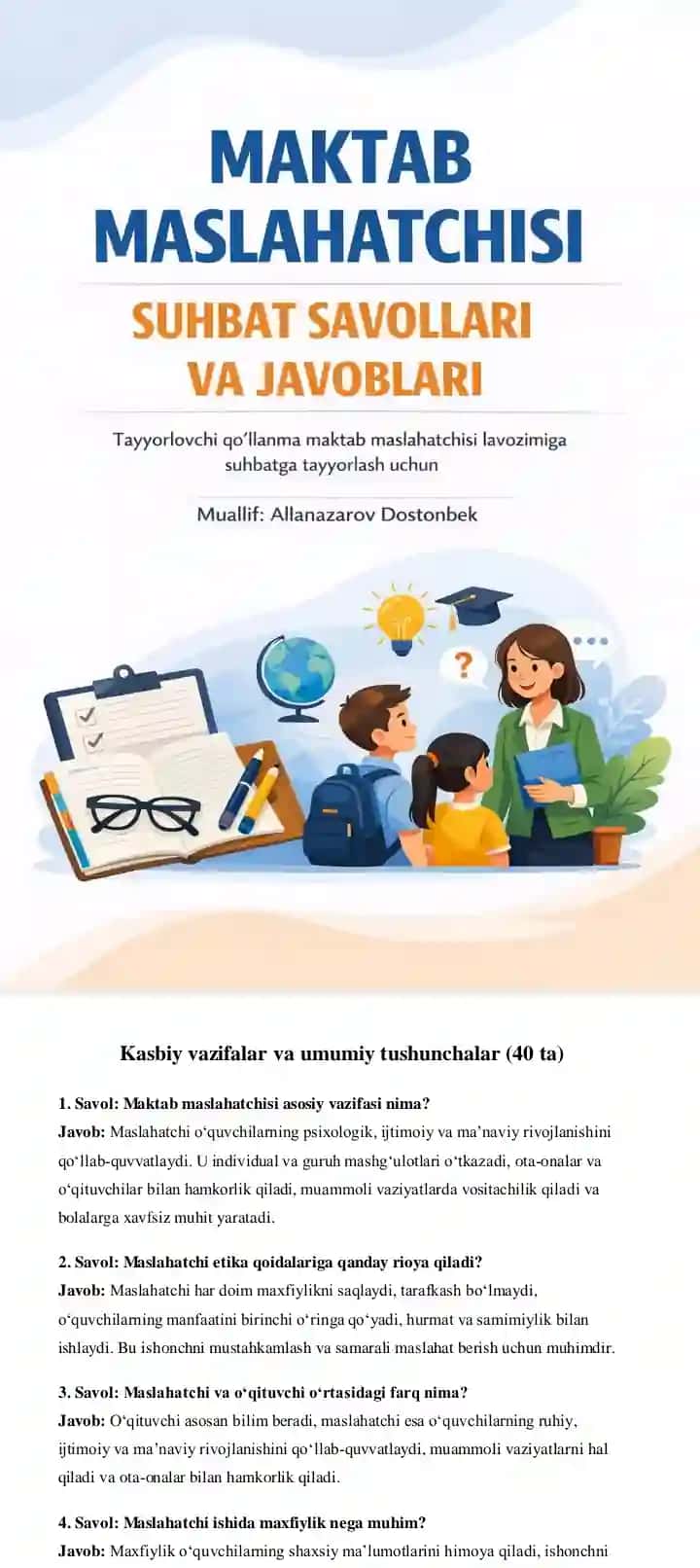 Direktor maslaxatchilari uchun Suxbat savollari