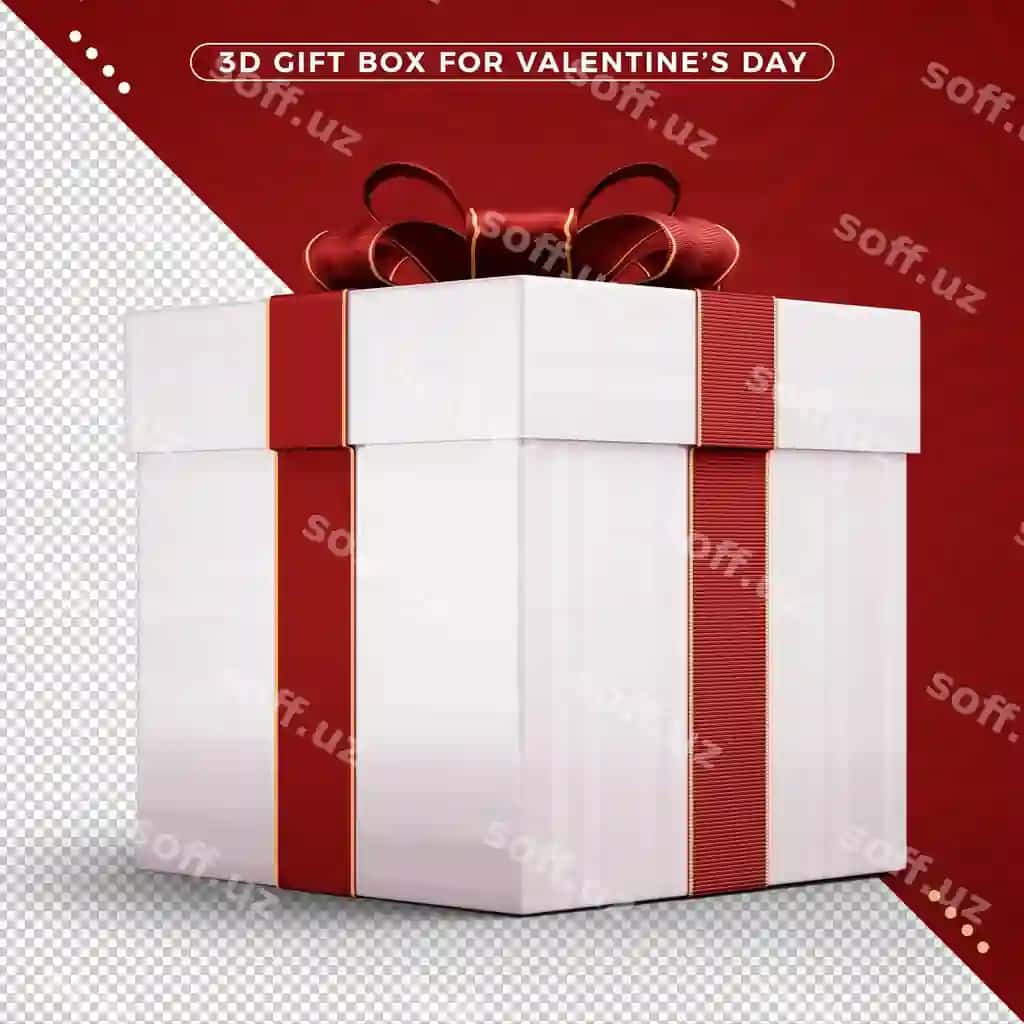 Sovg'a qutisi qizil bezatuvchi lenta bilan Baxromli Valentinston kuni | Gift box with red decorative ribbon happy valentines day