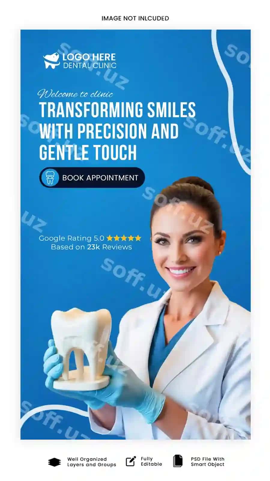 Shifoxona tibbiy xizmatlari sotsial media hikoya shabloni | Dental services dental clinic social media story template