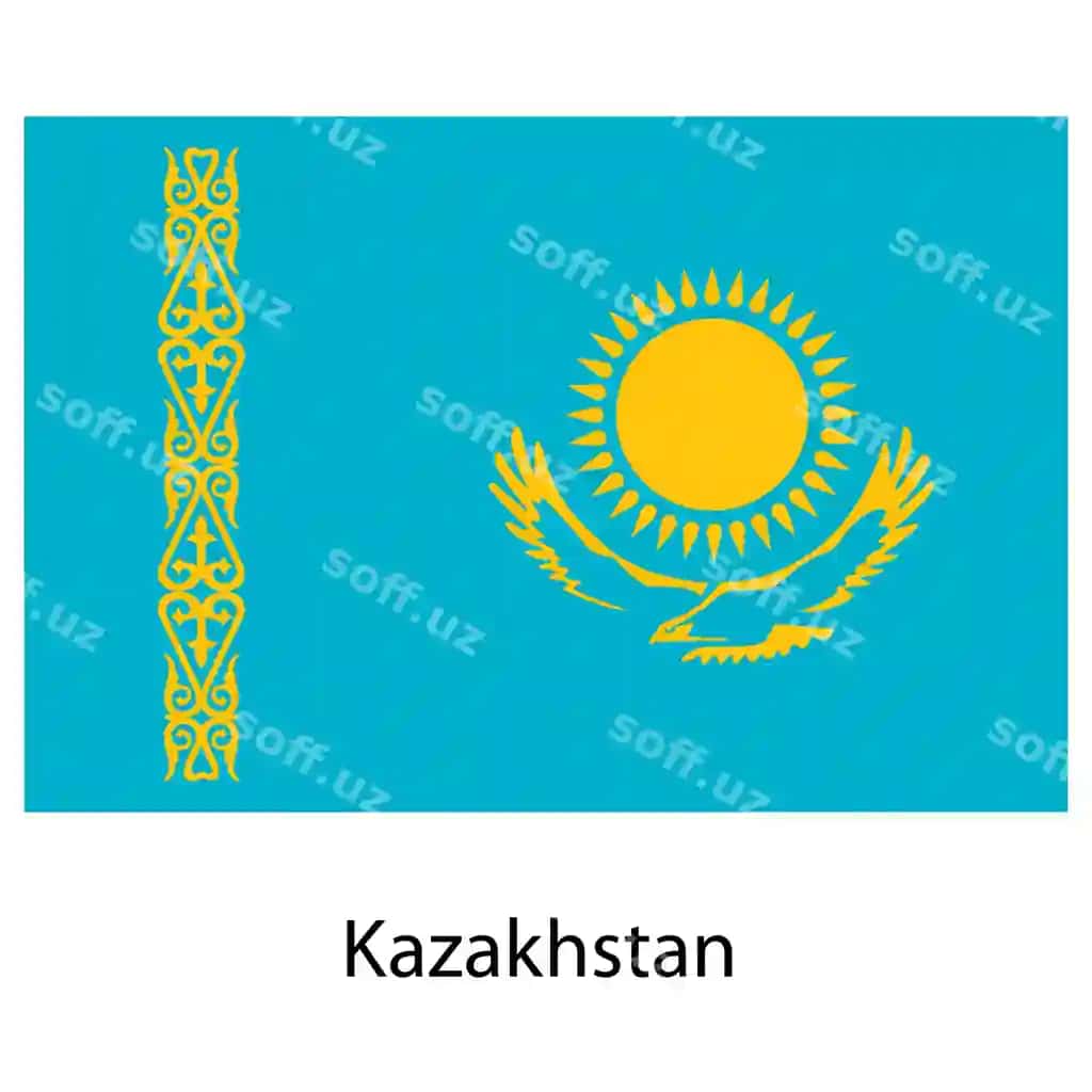 Qazogʻiston davlat bayrogʻi vektor illustratsiyasi | Flag country kazakhstan vector illustration 2