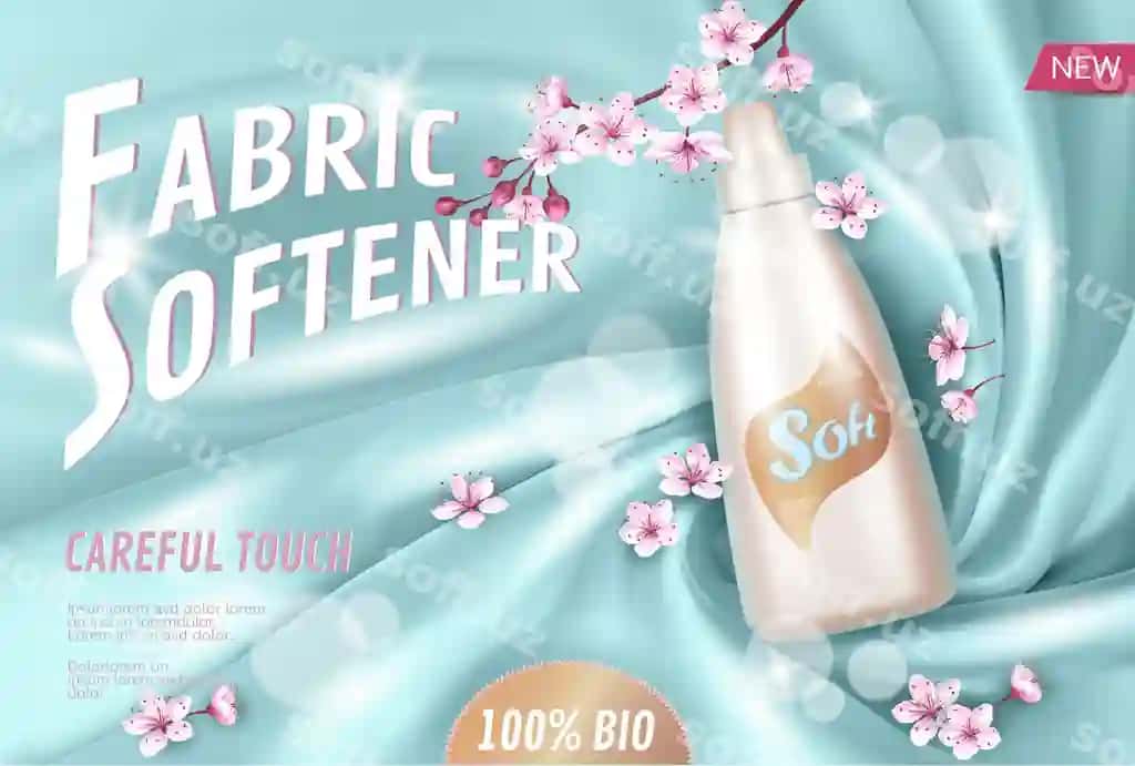 Sakura güli mato yumsho'tgich reklama poster shabloni pushti gül qırg'ichi | Sakura flower fabric softener promotional poster template pink petal 2