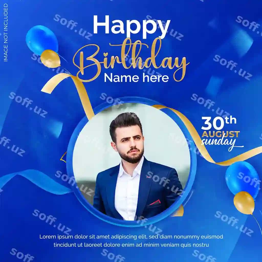 Tug'ilgan kuning mubosarati dizayn annaversariyasini tabriklash sotsial media banneri | Happy birthday design anniversary celebration social media banner 2