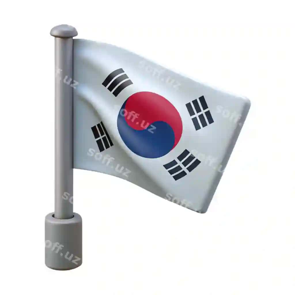 Janubiy Koreya bayrog'i 3d karykatura uslubi illustratsiyasi | South korea flag 3d cartoon style illustration