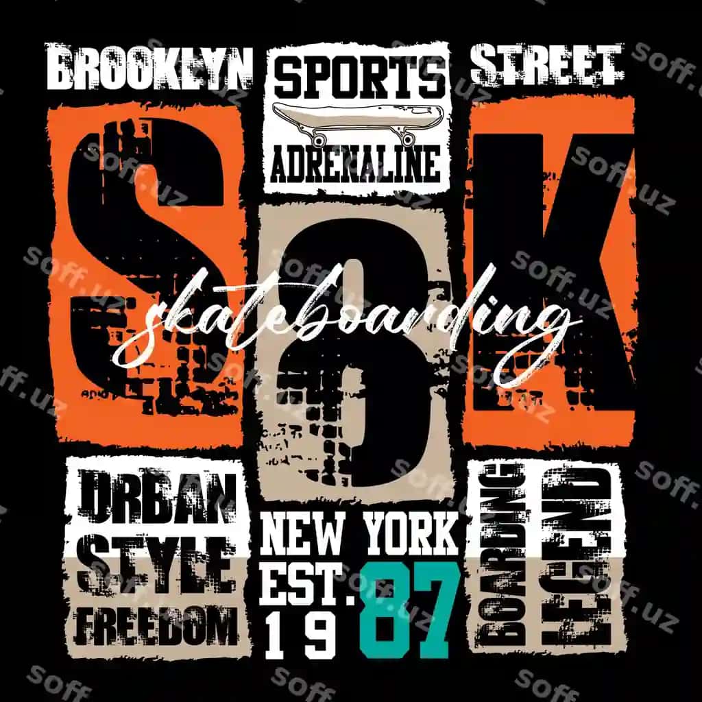Vektor skayt-bord harflari futbolka dizayni | Vector skateboarding letters t shirt design