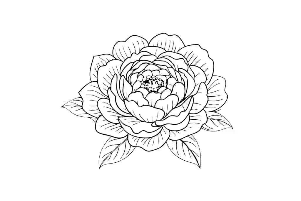 Bir maratora chizilgan pion gul yaqin muroja Marco yaxshi dizayn qora | Continuous line art peony flower close up marco good design black 2