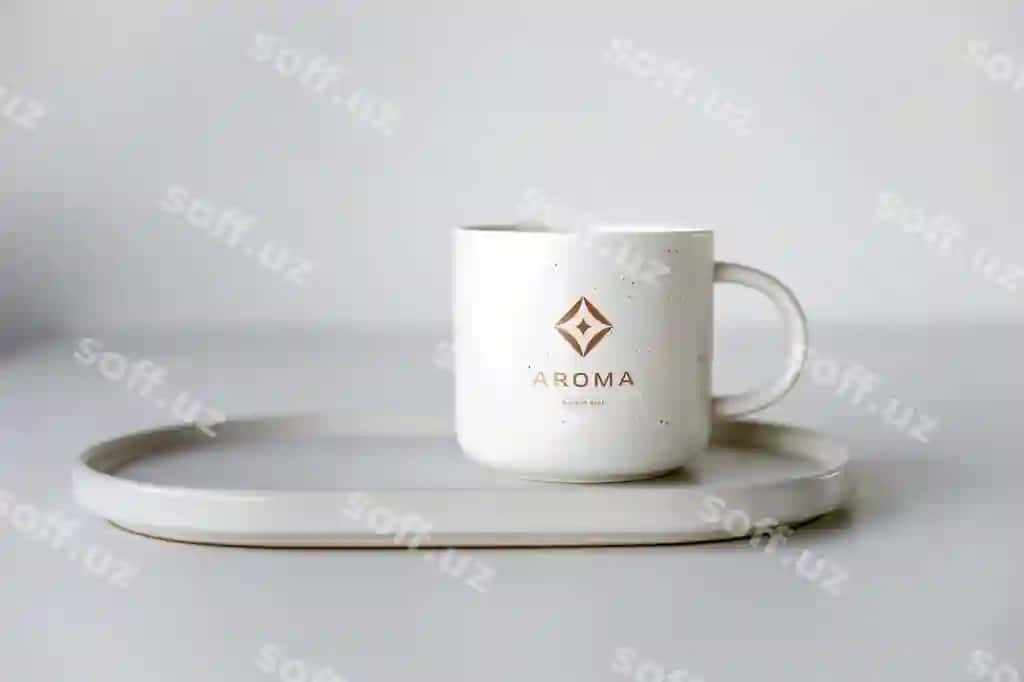 Chiroyli hasharot logotip namunasi qahvehozon | Luxury logo mockup elegant coffee mug