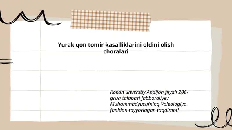Yurak qon tomir kasalliklarini oldini olish choralari