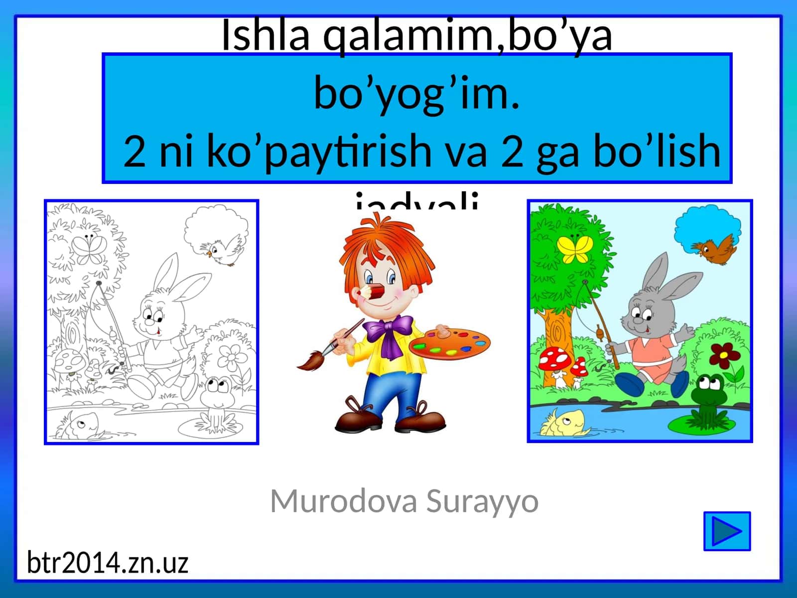 2 ni ko’paytirish va 2 ga bo’lish jadvali