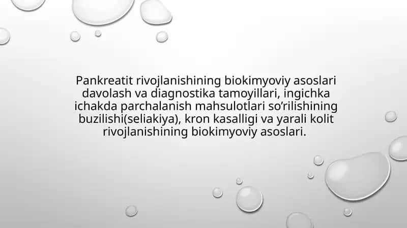 Pankreatit rivojlanishining biokimyoviy asoslari