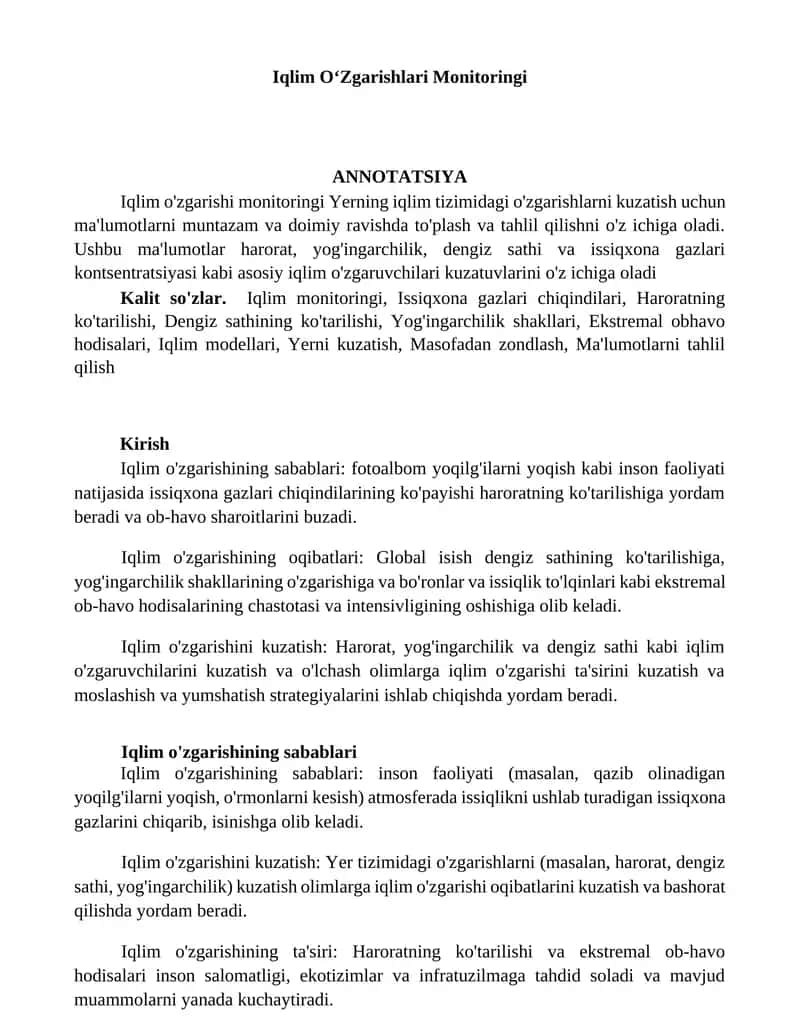 Iqlim OʻZgarishlari Monitoringi