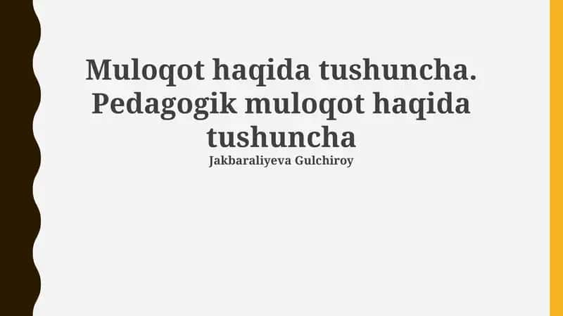 Pedagogik aloqaning mohiyati