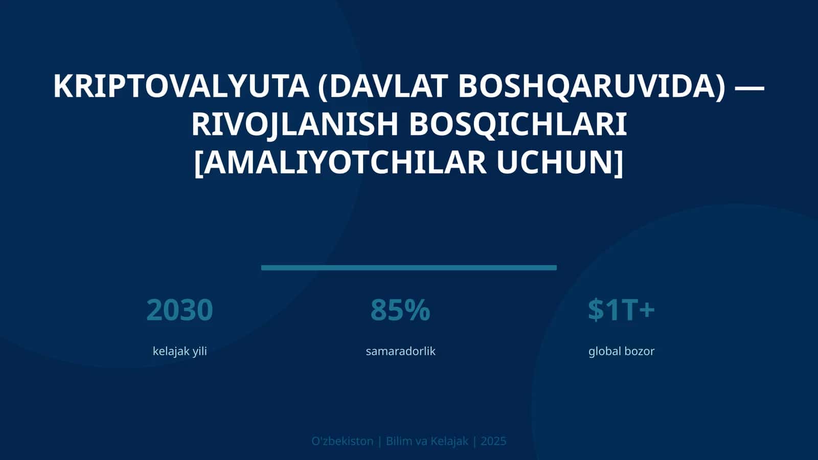Kriptovalyuta (davlat boshqaruvida) — rivojlanish bosqichlari [amaliyotchilar uchun]