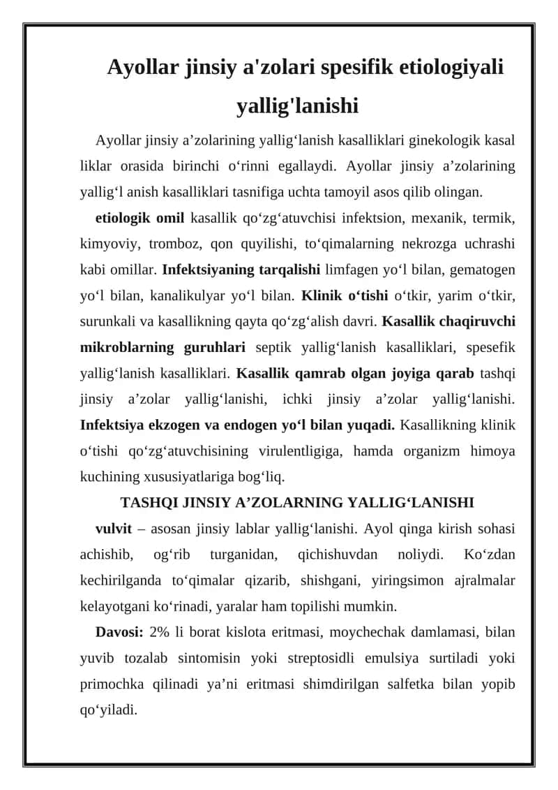 Vulvitni davolash usullari