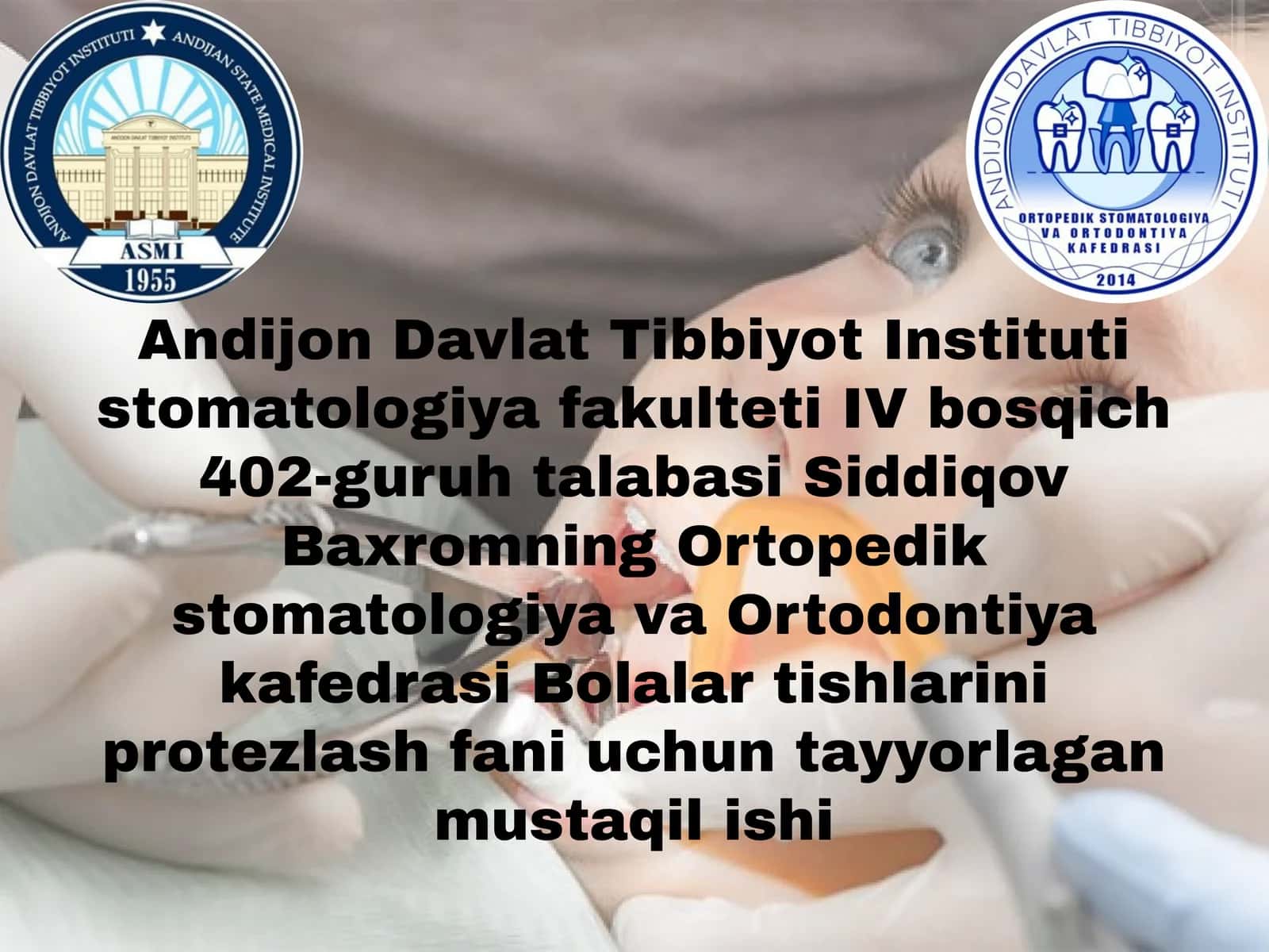 TISHLARNI ERTA OLINISHI NATIJASIDA YUZAGA KELISHI MUMKIN BO’LGAN ASORATLAR