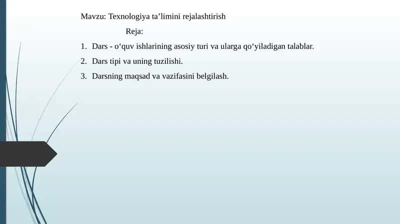 Texnologiya ta’limini rejalashtirish