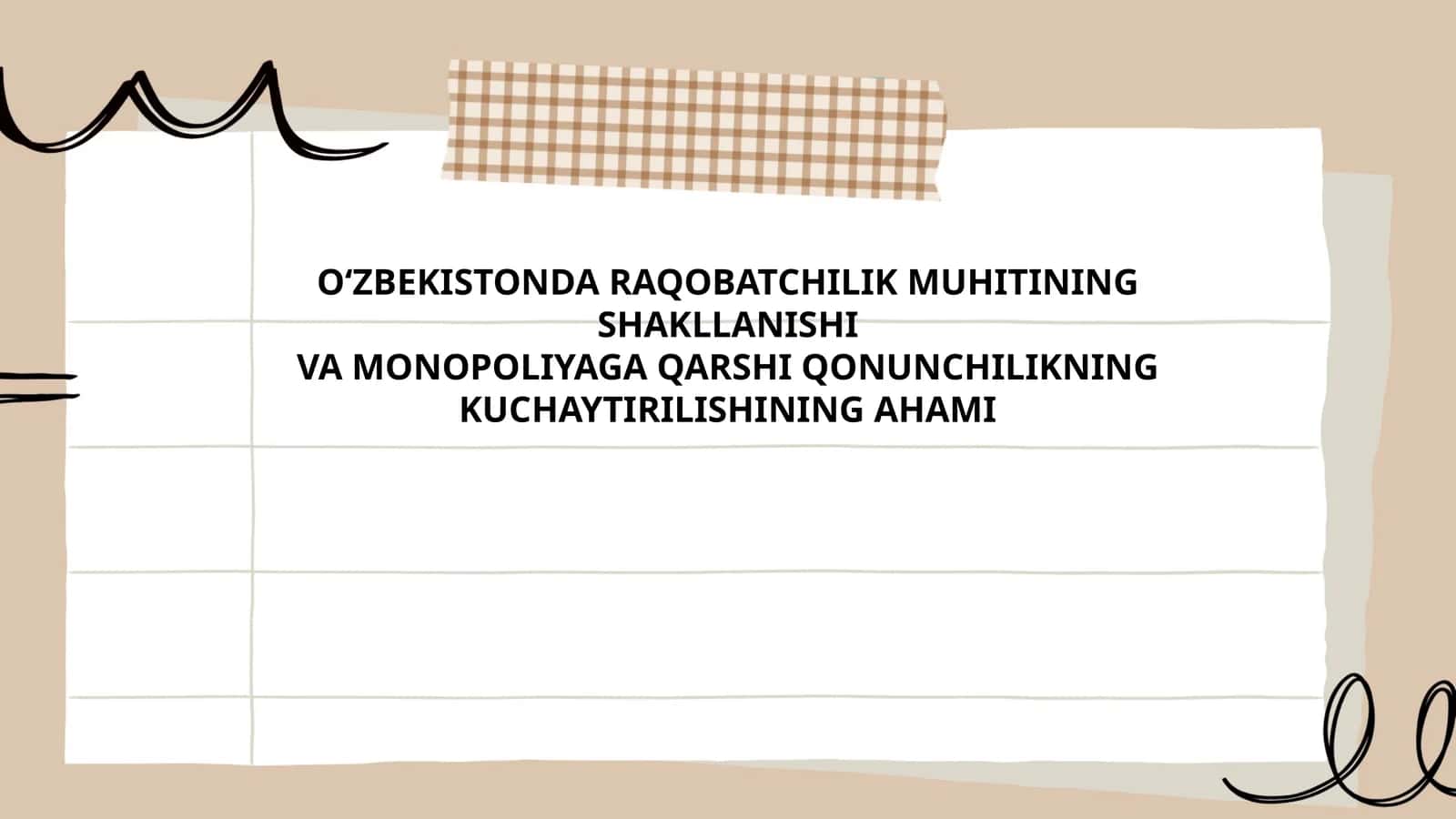 O‘ZBEKISTONDA RAQOBATCHILIK MUHITINING SHAKLLANISHI VA MONOPOLIYAGA QARSHI QONUNCHILIKNING KUCHAYTIRILISHINING AHAMI