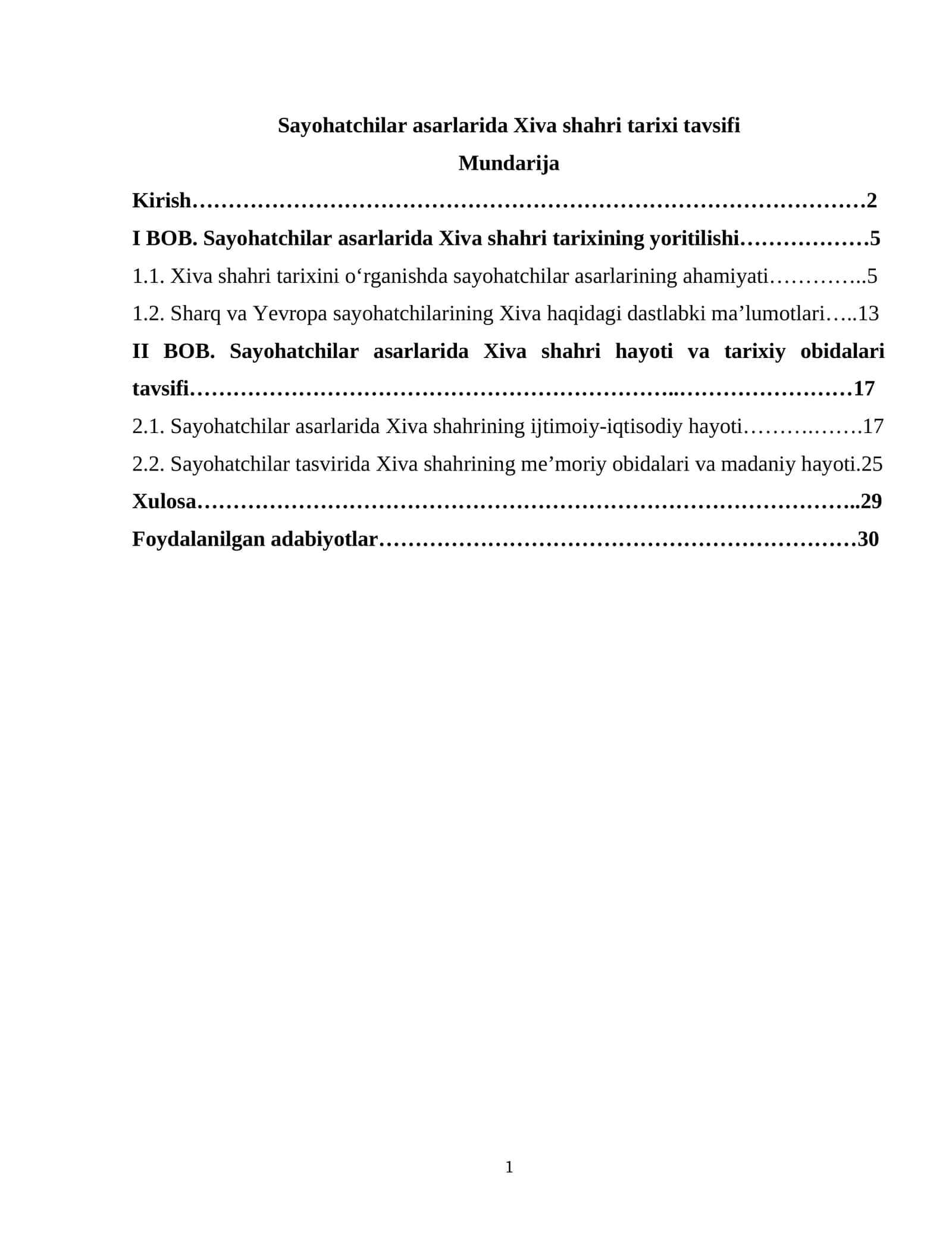 Xiva shahri tarixi tavsifi