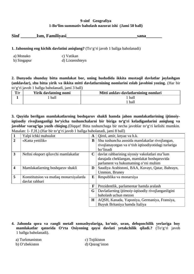 9-sinf Geografiya
